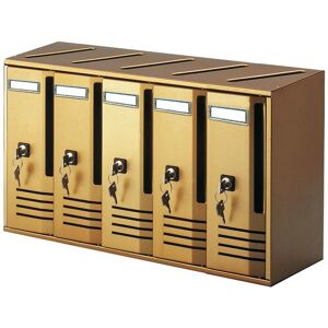 Casella postale 5 scomparti in bronzo - Serie Cubo Casella postale 5 scomparti in bronzo - Serie Cubo