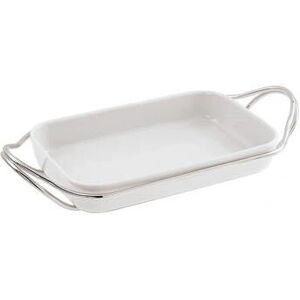Sambonet Modelo 56402L35 Fuente Rectangular de Acero Inoxidable y Porcelana - Pirofila Sambonet Modelo 56402L35 Fuente Rectangular de Acero Inoxidable y Porcelana - Pirofila