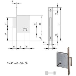 CISA Modelo 57220-60-0 Cerradura doble para insertar CISA Modelo 57220-60-0 Cerradura doble para insertar