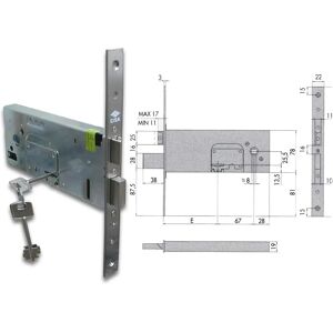 CISA - Cerradura de doble mapa para tiras de aluminio 78mm - Cerradura CISA - Cerradura de doble mapa para tiras de aluminio 78mm - Cerradura