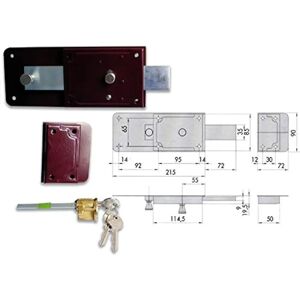 CISA Lock - 55051.50.1 - Detachable Cylinder, Red Amaranto Finish, 6 Bolts CISA Lock - 55051.50.1 - Detachable Cylinder, Red Amaranto Finish, 6 Bolts