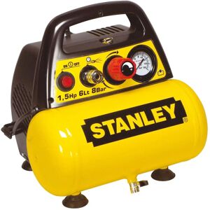 Compressore d'aria orizzontale senza olio Stanley - 1,5 HP - 8 bar - 6L Compressore d'aria orizzontale senza olio Stanley - 1,5 HP - 8 bar - 6L