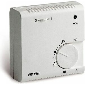Perry White Analogue Thermostat - On/Off Control - 230V Perry White Analogue Thermostat - On/Off Control - 230V