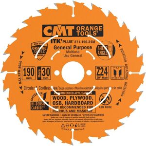 CMT 190mm Rundsavblad - 24 Tænder for Træ & OSB CMT 190mm Rundsavblad - 24 Tænder for Træ & OSB