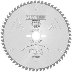 CMT 294.060.10M hoja circular universal - 254x2.4/1.8x30 - Z60 - -5° CMT 294.060.10M hoja circular universal - 254x2.4/1.8x30 - Z60 - -5°