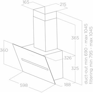 Elica SHY-BLK-60 - Black - Wall Hood Elica SHY-BLK-60 - Black - Wall Hood