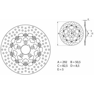 Brembo Model 78B40822 Floating Brake Disc - Motorcycle Brembo Model 78B40822 Floating Brake Disc - Motorcycle