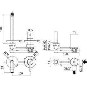 Paffoni - Baterie de perete pentru lavoar - Negru mat - 178mm duză Paffoni - Baterie de perete pentru lavoar - Negru mat - 178mm duză
