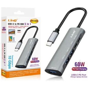 Trade Shop Tpc3050 - Hub USB-C 10Gbps 5 en 1 Carga Rápida Trade Shop Tpc3050 - Hub USB-C 10Gbps 5 en 1 Carga Rápida