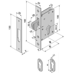 WELKA Modello 025.50.00.0 Serratura a gancio in acciaio - Serratura per porte in legno WELKA Modello 025.50.00.0 Serratura a gancio in acciaio - Serratura per porte in legno