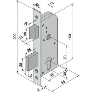 Welka - Serratura per cancelli con 2 mandate - Entrata 30mm Welka - Serratura per cancelli con 2 mandate - Entrata 30mm