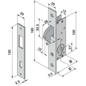 WELKA Modelo 106.1601 Cerradura - Cerradura de gancho empotrado para perfiles de aluminio WELKA Modelo 106.1601 Cerradura - Cerradura de gancho empotrado para perfiles de aluminio