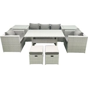 Fimous - GardenDiningSet - Rattan - LightGrey - Garden set Fimous - GardenDiningSet - Rattan - LightGrey - Garden set