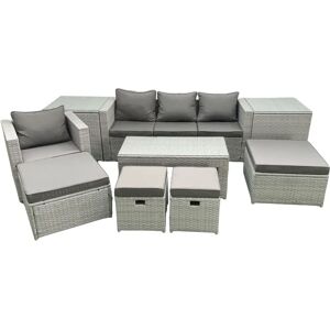 Fimous Rattan Garden Furniture Set - 4 ft - Light Grey Fimous Rattan Garden Furniture Set - 4 ft - Light Grey