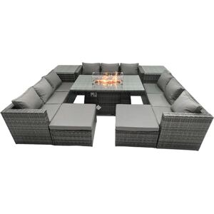Fimous - Rattan Firepit Dining Set 10 Seater Fimous - Rattan Firepit Dining Set 10 Seater