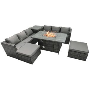 Fimous - Rattan Dining Set - Firepit - 6S - Outdoor dining set Fimous - Rattan Dining Set - Firepit - 6S - Outdoor dining set