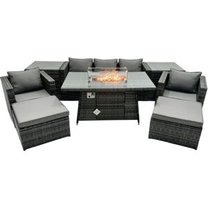 Fimous - Rattan Firepit - 7-Seater - Garden Furniture Set Fimous - Rattan Firepit - 7-Seater - Garden Furniture Set