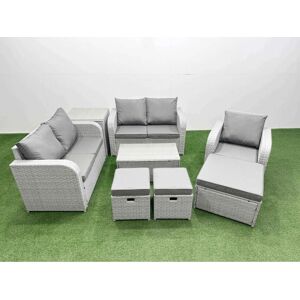 Fimous - High Back Poly Rattan Garden Set - Light Grey Fimous - High Back Poly Rattan Garden Set - Light Grey