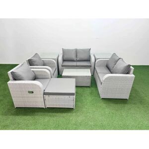 Fimous - 7-Seater Outdoor Reclining Love Sofa - Rattan Fimous - 7-Seater Outdoor Reclining Love Sofa - Rattan