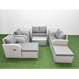 Fimous - 8 Seater Reclining Chair Love Sofa - Rattan Fimous - 8 Seater Reclining Chair Love Sofa - Rattan