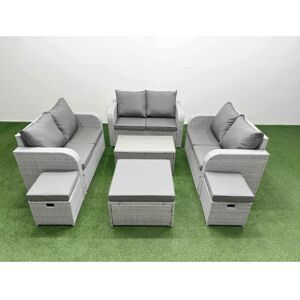 Fimous 9 Seater PE Wicker Rattan - Light Grey - Furniture Set Fimous 9 Seater PE Wicker Rattan - Light Grey - Furniture Set