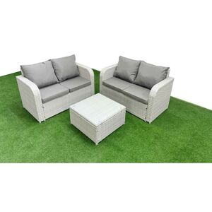 Fimous - 4 Seater Outdoor Love Sofa Set - Light Grey - Rattan - Garden Furniture Set Fimous - 4 Seater Outdoor Love Sofa Set - Light Grey - Rattan - Garden Furniture Set
