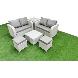 Fimous - 6 Seater Outdoor Love Sofa Set - Rattan Fimous - 6 Seater Outdoor Love Sofa Set - Rattan