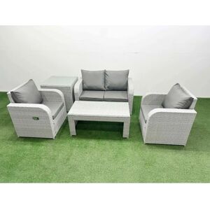 Fimous - Sofa Set - Light Grey - PE Wicker - 4 Seater - Garden Set Fimous - Sofa Set - Light Grey - PE Wicker - 4 Seater - Garden Set