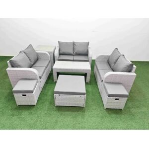 Fimous - 9 Seater PE Wicker Sofa Set - Light Grey Fimous - 9 Seater PE Wicker Sofa Set - Light Grey