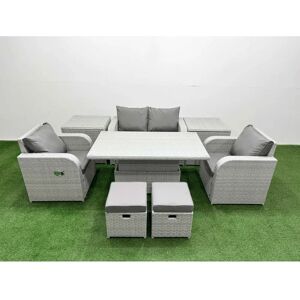 Fimous - 6 Seater - Light Grey - PE Wicker - Garden Furniture Set Fimous - 6 Seater - Light Grey - PE Wicker - Garden Furniture Set
