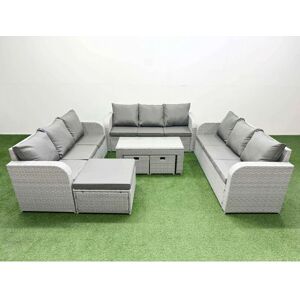 Fimous PE Rattan Lounge Sofa Set - 12 Seater - Light Grey - Outdoor Sofa Set Fimous PE Rattan Lounge Sofa Set - 12 Seater - Light Grey - Outdoor Sofa Set