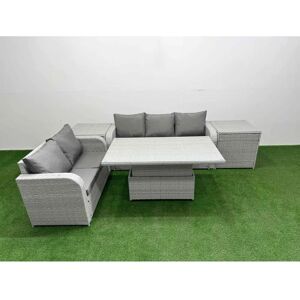 Fimous - 5-Seater PE Rattan Sofa Set - Adjustable Table Fimous - 5-Seater PE Rattan Sofa Set - Adjustable Table