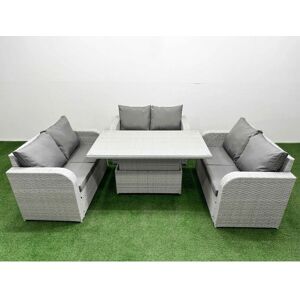 Fimous - 6 Seater Wicker Set - Light Grey - Garden furniture set Fimous - 6 Seater Wicker Set - Light Grey - Garden furniture set