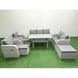 Fimous PE Rattan Garden Furniture Set Light Grey - 2 Seater - Reclining Chair - Garden furniture set Fimous PE Rattan Garden Furniture Set Light Grey - 2 Seater - Reclining Chair - Garden furniture set