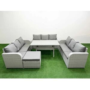 Fimous - PE Rattan Lounge - 10 Seater - Grey - Garden Set Fimous - PE Rattan Lounge - 10 Seater - Grey - Garden Set