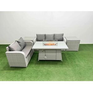 Fimous - 5 Seater PE Rattan Wicker - Firepit Table - 2 Side Tables - Garden furniture set Fimous - 5 Seater PE Rattan Wicker - Firepit Table - 2 Side Tables - Garden furniture set