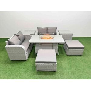 Fimous - 6 Seater Outdoor Love Sofa Set - Rattan - Firepit - Furniture Fimous - 6 Seater Outdoor Love Sofa Set - Rattan - Firepit - Furniture