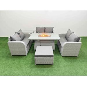 Fimous - 7 Seater PE Wicker Sofa Set - Light Grey - Garden furniture set Fimous - 7 Seater PE Wicker Sofa Set - Light Grey - Garden furniture set