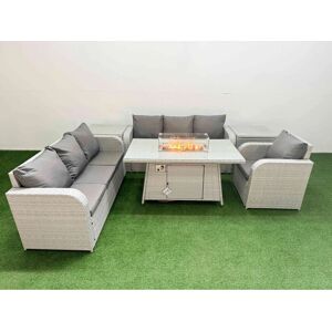 Fimous - 7 Seater Poly Rattan - Firepit Dining Set Fimous - 7 Seater Poly Rattan - Firepit Dining Set