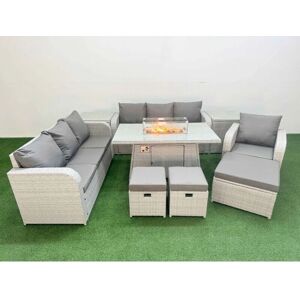 Fimous - 10-Seater Poly Rattan Firepit Sofa Set - Garden Furniture Set Fimous - 10-Seater Poly Rattan Firepit Sofa Set - Garden Furniture Set
