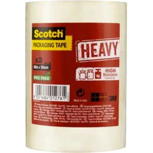 Scotch Heavy Duty Packaging Tape - 50mm x 66m - Clear - Pack of 3 Scotch Heavy Duty Packaging Tape - 50mm x 66m - Clear - Pack of 3