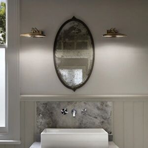 Ideal Lux Mirror 20 - Antique Brass 2 Light Wall Mirror Ideal Lux Mirror 20 - Antique Brass 2 Light Wall Mirror