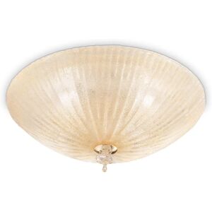 Ideal Lux Shell 3 Light Gold Amber Glass Wall Ceiling Light Ideal Lux Shell 3 Light Gold Amber Glass Wall Ceiling Light