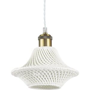 Ideal Lux Lugano Large Ceiling Pendant Light - Antique Brass, White Ceramic Shade - Ceiling Light Ideal Lux Lugano Large Ceiling Pendant Light - Antique Brass, White Ceramic Shade - Ceiling Light