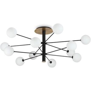 Ideal Lux Cosmopolitan 12 Light Semi-Flush Ceiling Light - Black & Satin Brass Ideal Lux Cosmopolitan 12 Light Semi-Flush Ceiling Light - Black & Satin Brass