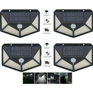Trade Shop Reflectores solares exteriores - 4 unidades, 100 LEDs, sensor de movimiento Trade Shop Reflectores solares exteriores - 4 unidades, 100 LEDs, sensor de movimiento