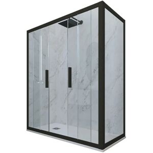 FORTE - Mampara de ducha reversible negro mate 90x150cm - Tipo de ducha FORTE - Mampara de ducha reversible negro mate 90x150cm - Tipo de ducha