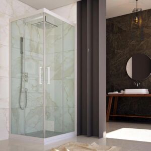 Idralite 120x120cm Mampara de ducha reversible de cristal y blanco - Mampara de ducha Idralite 120x120cm Mampara de ducha reversible de cristal y blanco - Mampara de ducha