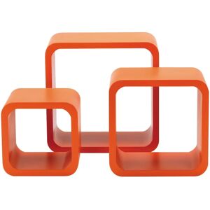 King Home Juego de 3 Estanterías - MDF Naranja Cuadradas y Redondeadas King Home Juego de 3 Estanterías - MDF Naranja Cuadradas y Redondeadas