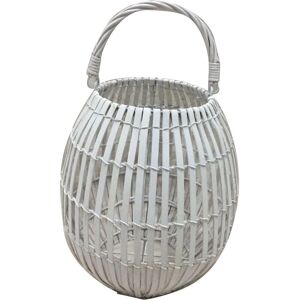 Lanterna in bambù KING HOME - Bianca con vetro - 26x40h cm Lanterna in bambù KING HOME - Bianca con vetro - 26x40h cm